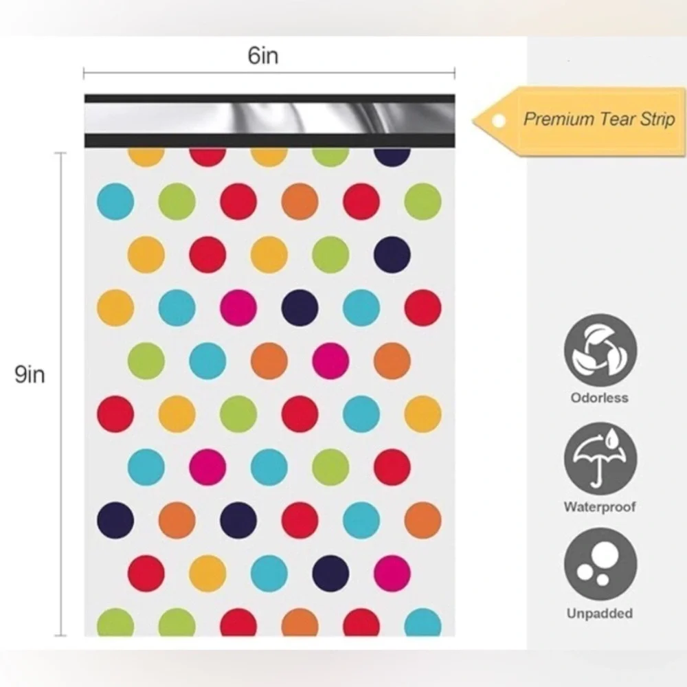 10 Count Polymailer Size Variety Bundle - HAPPY DOTS  (5/6x9 + 5/14x17)